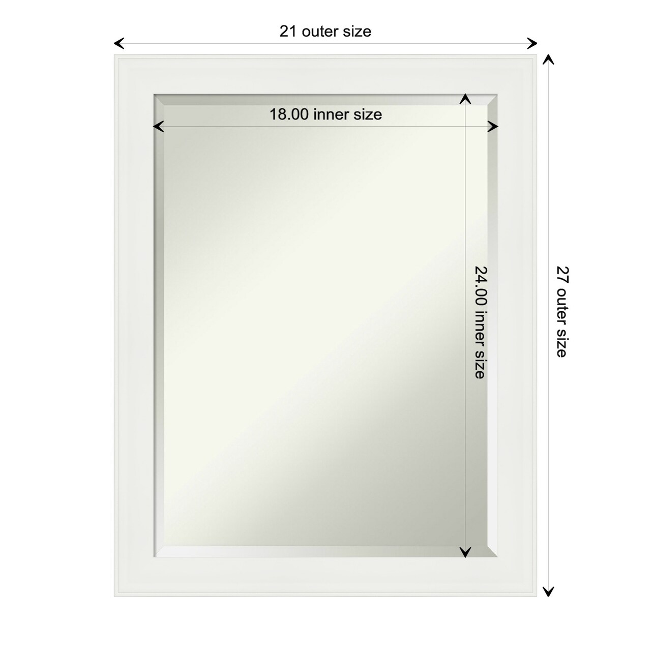 Beveled Bathroom Wall Mirror, Vanity White Narrow Frame